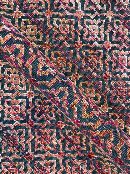 Red and Black Transitional Handknotted Runner Rug 3X11.9ft 92x357cms