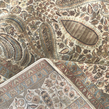 Ivory and Beige, Pure Wool Regular Traditional Persian Handknotted 11.10x15.6Ft 360x471Cms Area Rug