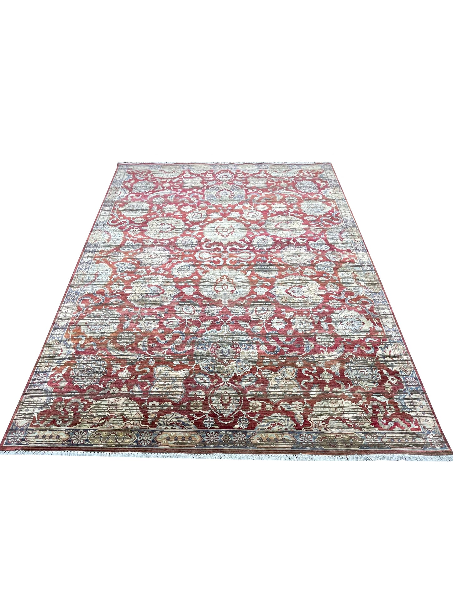 Gold and Red, Silk and Wool Oxidized Traditional Handknotted 9.0X12.0Ft 275x365Cms Area Rug