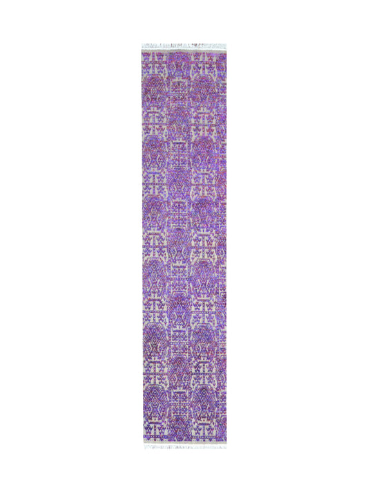 Lavender Transitional Handknotted Runner Rug 2.8X9.11ft 81x302cms