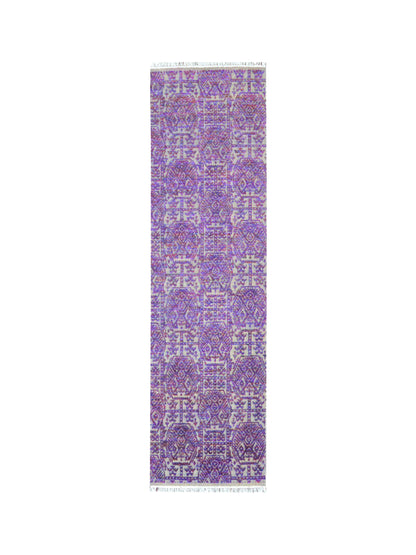 Lavender Transitional Handknotted Runner Rug 2.8X9.11ft 81x302cms