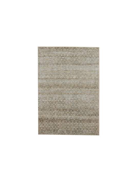 Grey Silk and Wool Modern Handknotted Area Rug