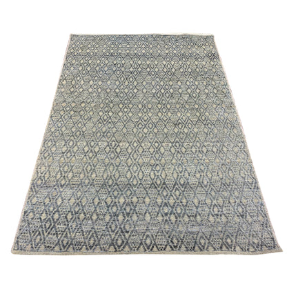 Grey Silk and Wool Modern Handknotted Area Rug