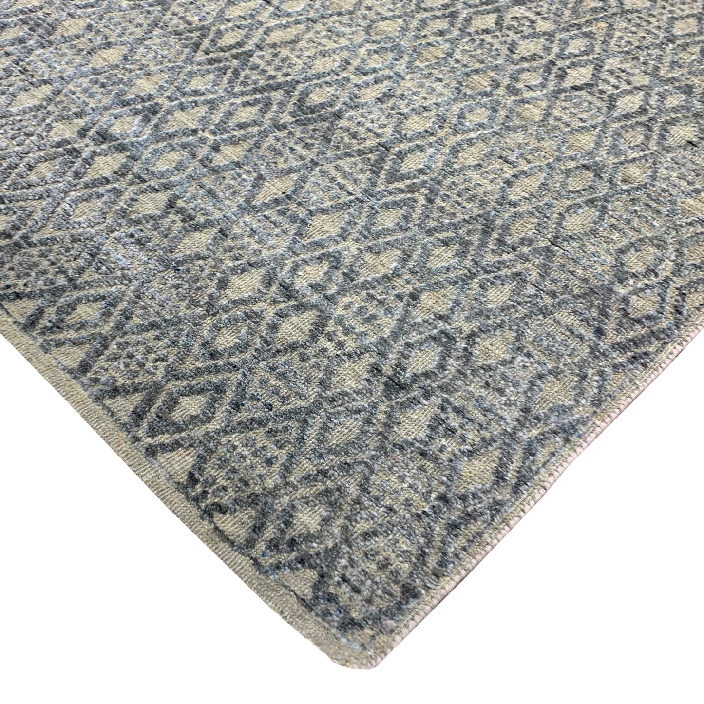 Grey Silk and Wool Modern Handknotted Area Rug