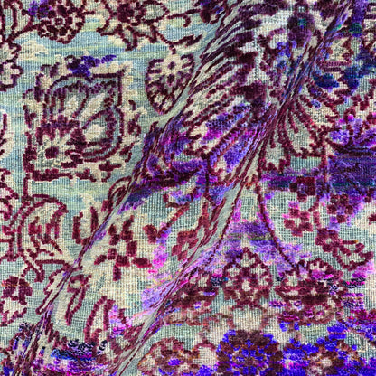 Blue and Grey, Sari Silk and Wool Transitional Handknotted 4.10x6.9Ft 152x213Cms Area Rug