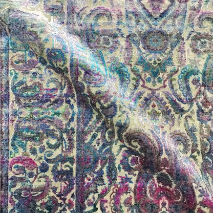 Blue Multy, Sari Silk and Wool Oxidized Traditional Handknotted 8.10x12.1Ft 267x368Cms Area Rug