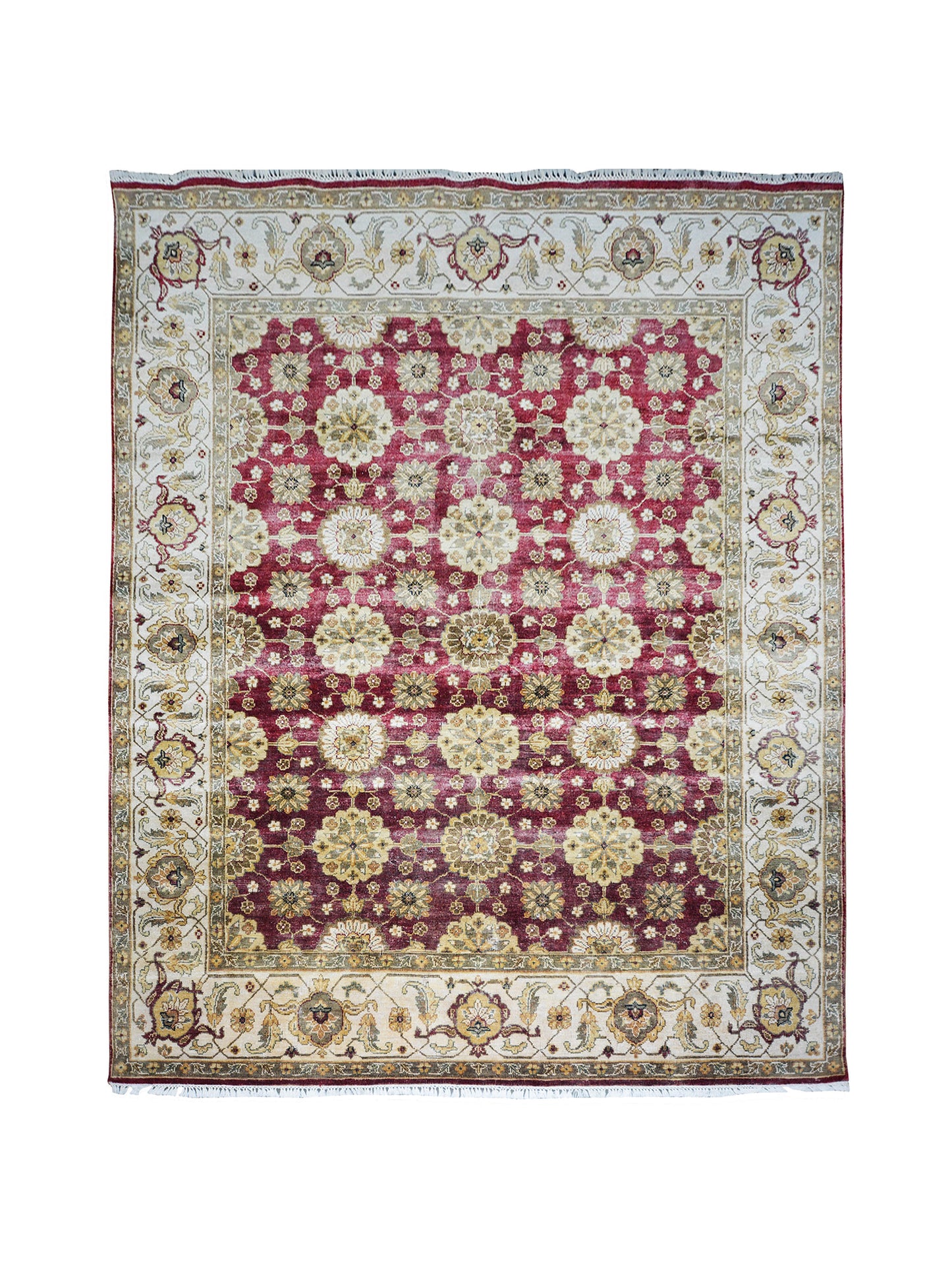 Red Gold, Pure Silk Traditional Handknotted 8.0X10.0Ft 245X305Cms Area Rug