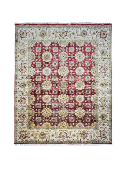 Red Gold, Pure Silk Traditional Handknotted 8.0X10.0Ft 245X305Cms Area Rug