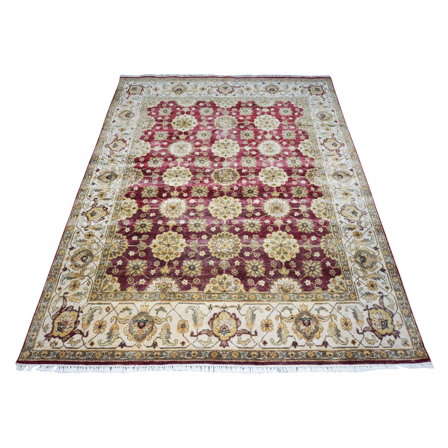 Red Gold, Pure Silk Traditional Handknotted 8.0X10.0Ft 245X305Cms Area Rug