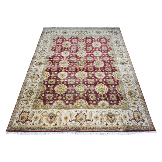 Red Gold, Pure Silk Traditional Handknotted 8.0X10.0Ft 245X305Cms Area Rug