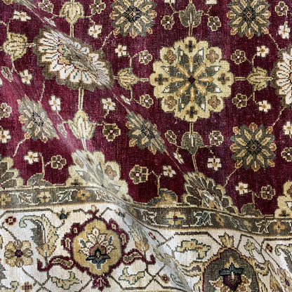 Red Gold, Pure Silk Traditional Handknotted 8.0X10.0Ft 245X305Cms Area Rug