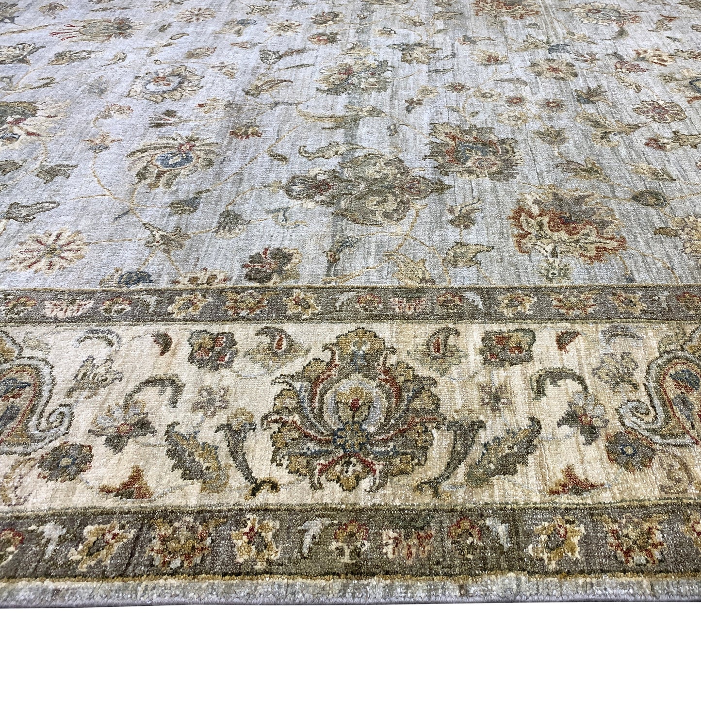 Get trendy with Elegacy Silver and Ivory Traditional Agra Floral Pure Silk Handknotted Area Rug - Traditional Rugs available at Jaipur Oriental Rugs. Grab yours for $5750.00 today!
