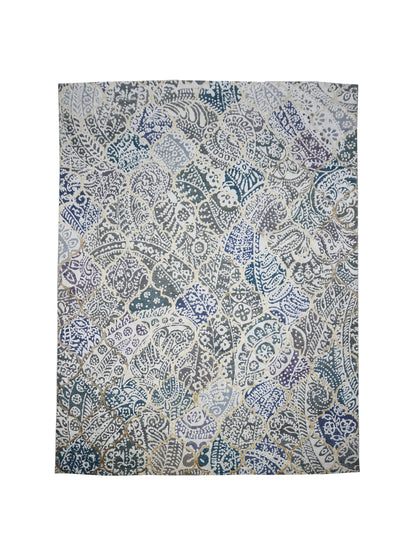 Get trendy with Jule Ivory, Grey, Blue and Green Transitional Silk and Wool Handknotted Area Rug - Contemporary Rugs available at Jaipur Oriental Rugs. Grab yours for $4125.00 today!
