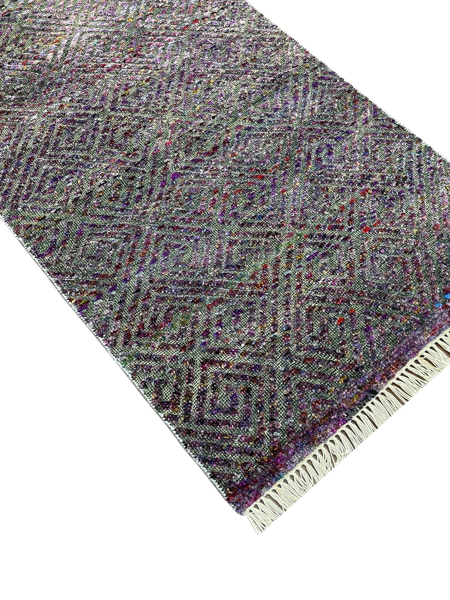 Black and Multy Transitional Handknotted Runner Rug 2.5X9.10ft 72x297cms