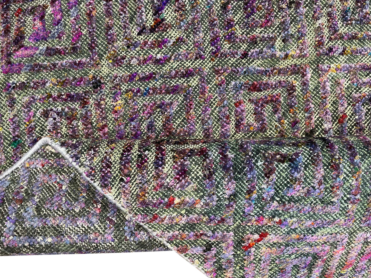 Black and Multy Transitional Handknotted Runner Rug 2.5X9.10ft 72x297cms