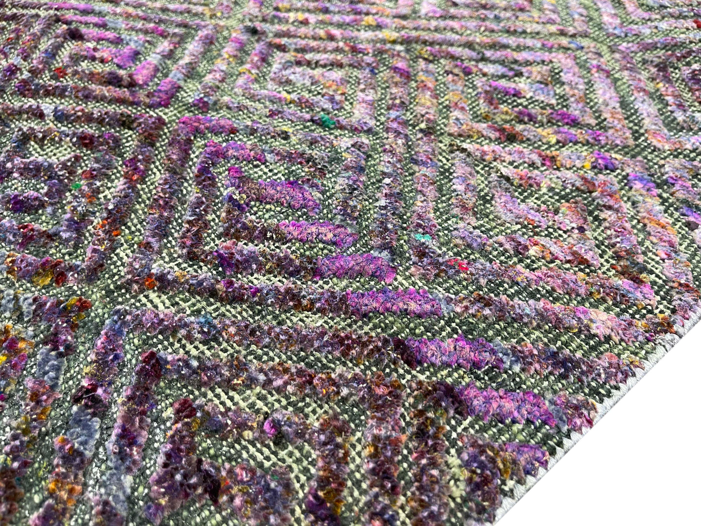 Black and Multy Transitional Handknotted Runner Rug 2.5X9.10ft 72x297cms