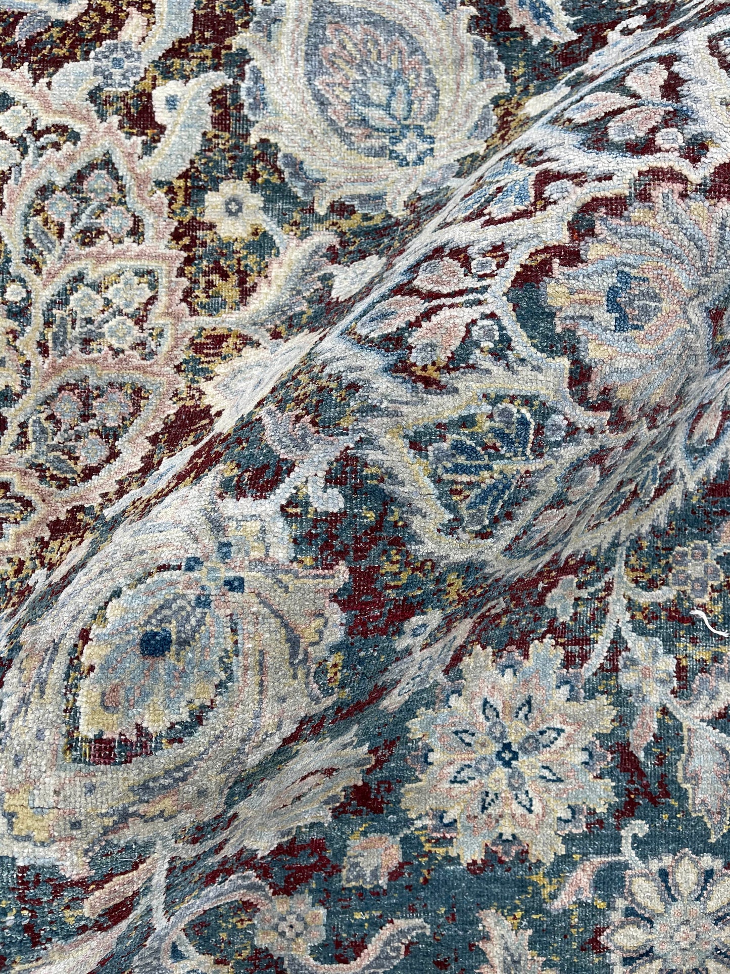 Blue Multy, Silk and Wool Oxidized Traditional Handknotted 9.0x12.0Ft 275x365Cms Area Rug