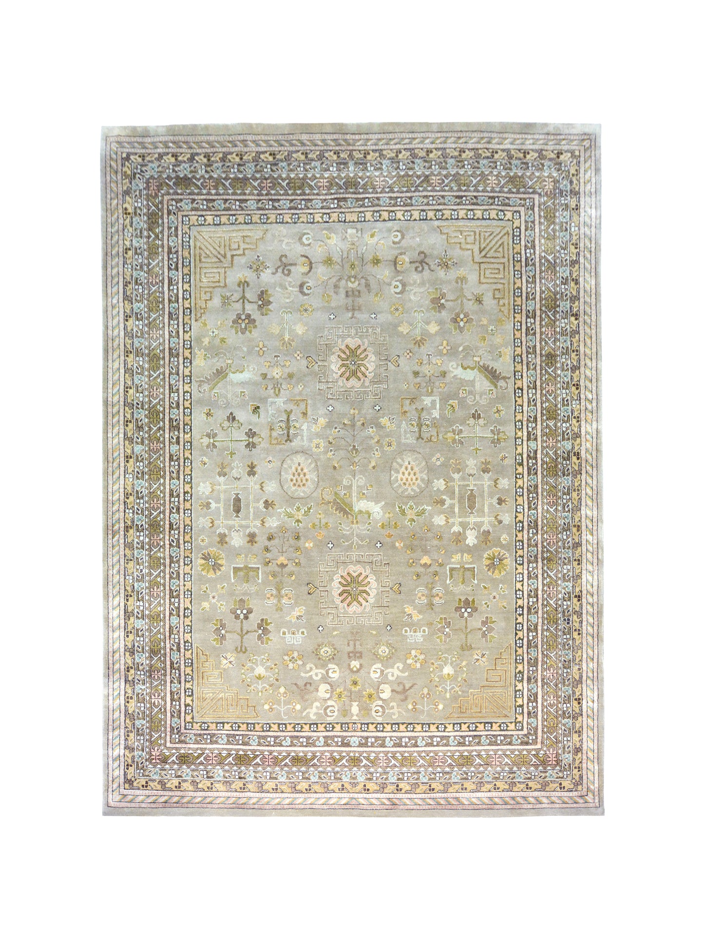 Garden, Brown, Ivory and Camel Traditional Mughal Handknotted Area Rug