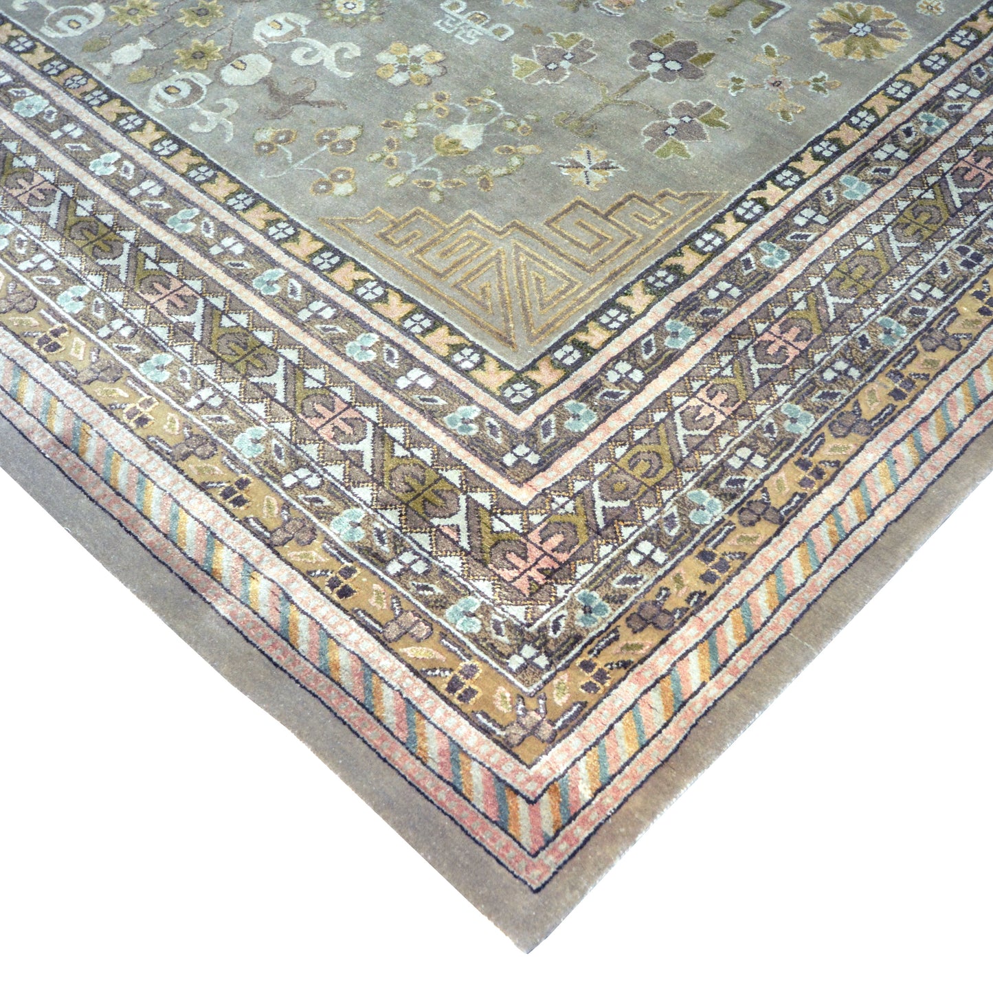 Garden, Brown, Ivory and Camel Traditional Mughal Handknotted Area Rug