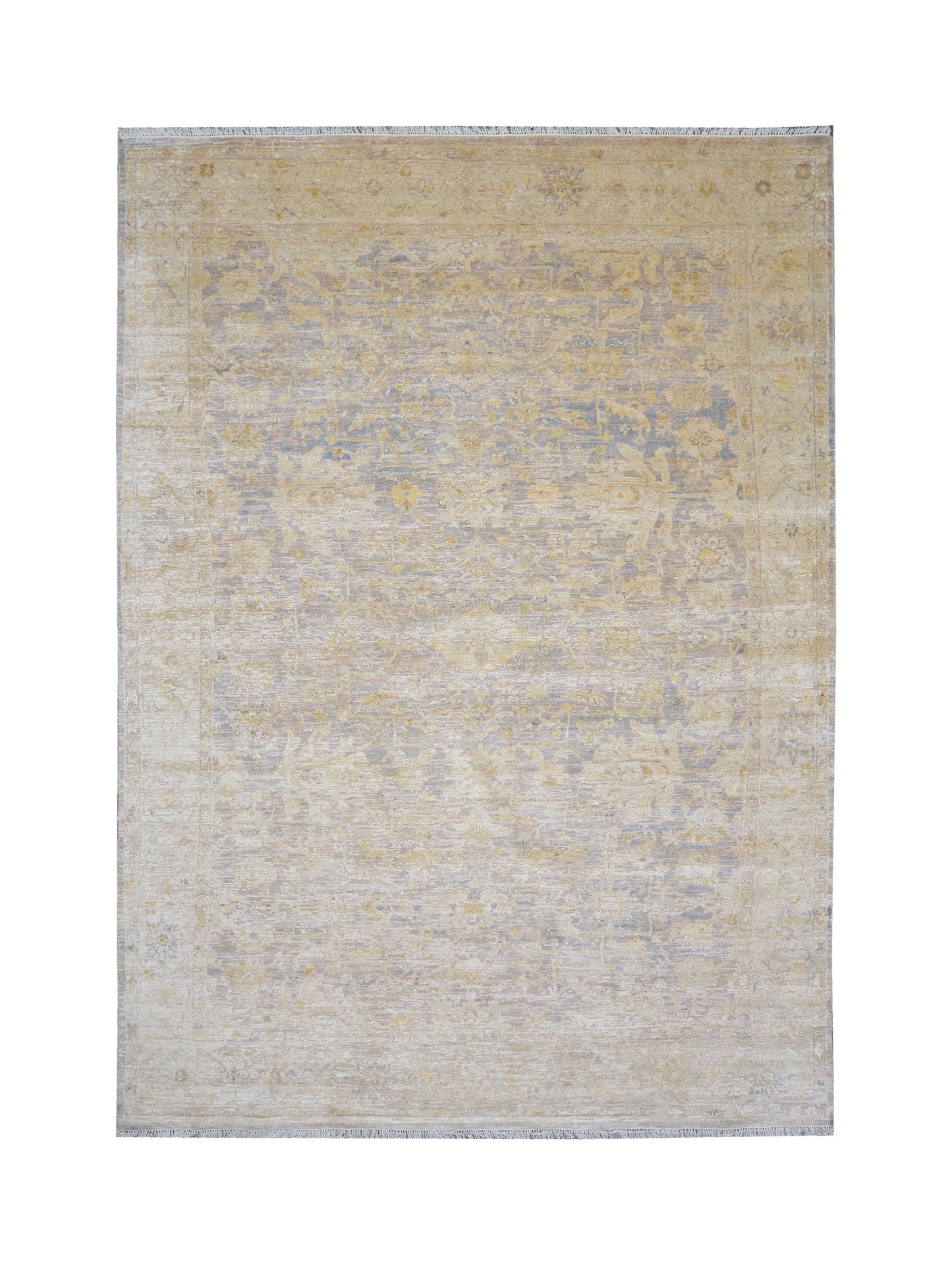 Gold, Silk Wool Traditional Oushak Handknotted 8.8x12.3ft 271x372Cms Area Rug