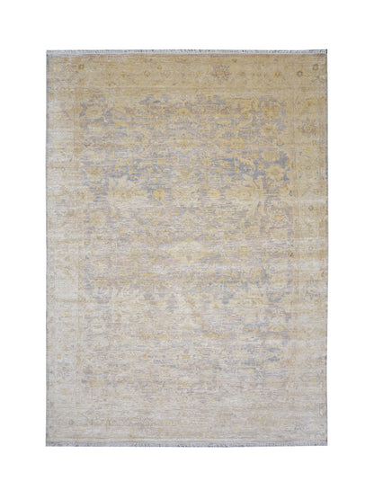 Gold, Silk Wool Traditional Oushak Handknotted 8.8x12.3ft 271x372Cms Area Rug