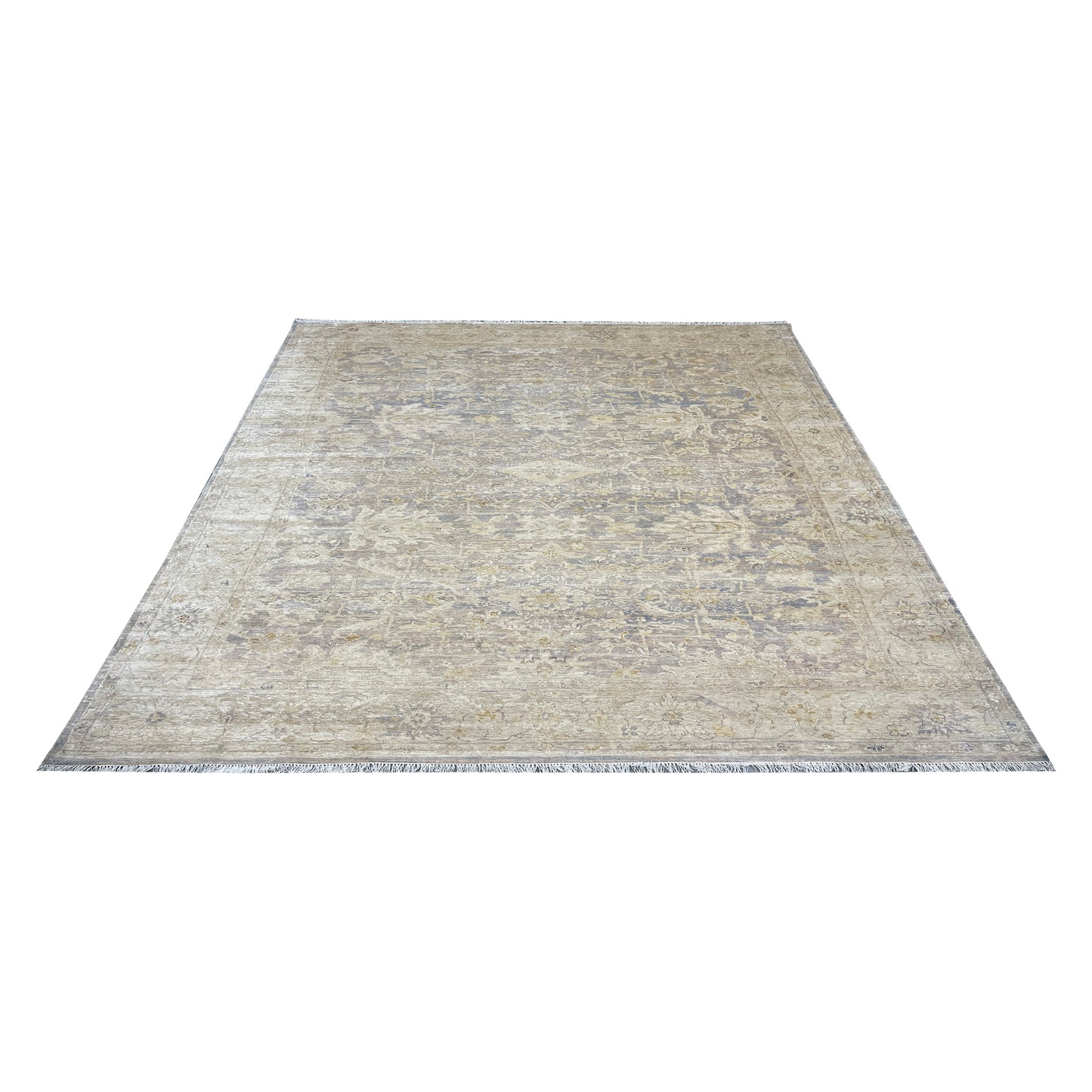 Gold, Silk Wool Traditional Oushak Handknotted 8.8x12.3ft 271x372Cms Area Rug