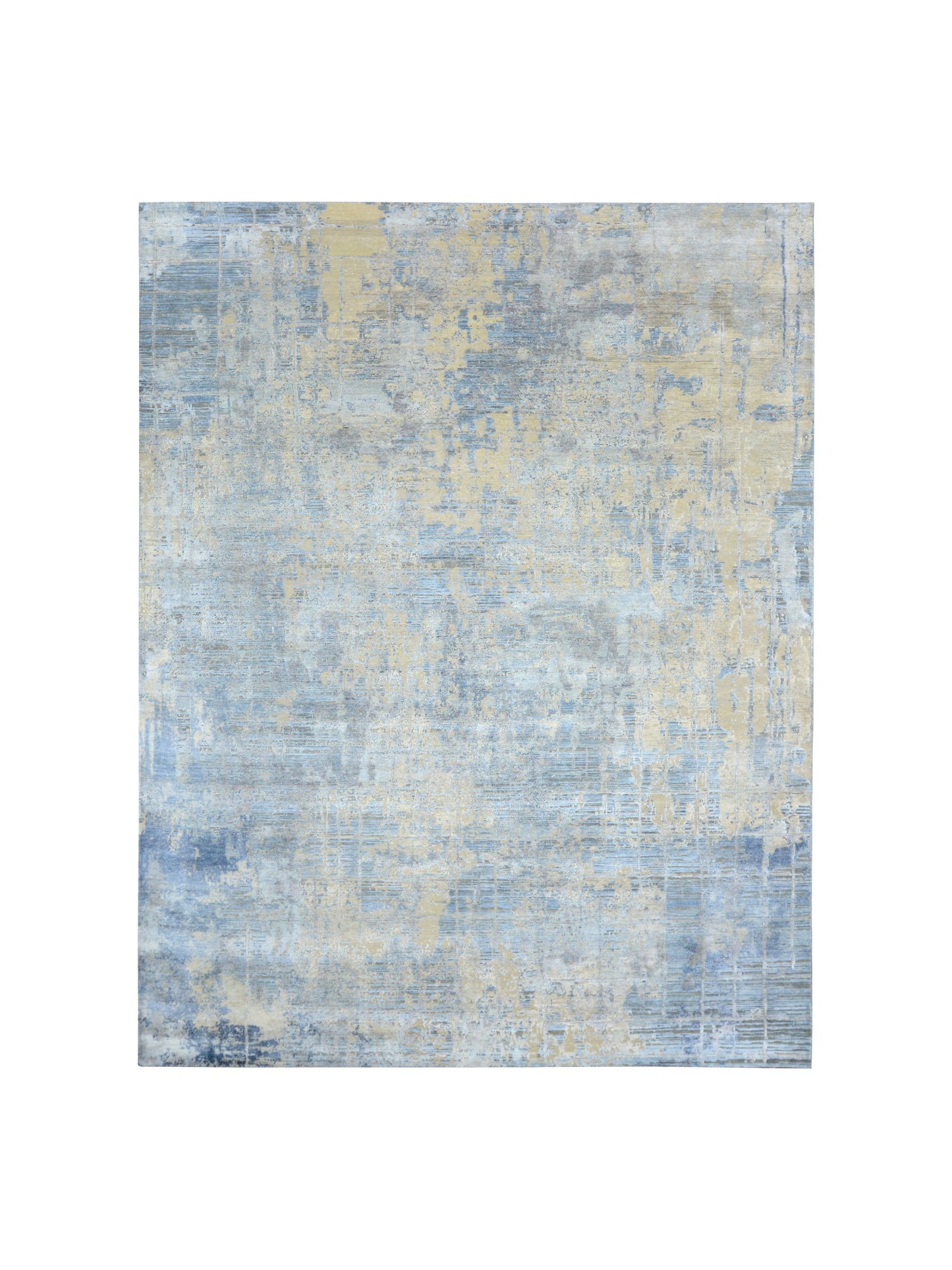 Beige Grey, Silk Wool Oxidized Modern Handknotted 7.11x10.4Ft 242x305Cms Area Rug