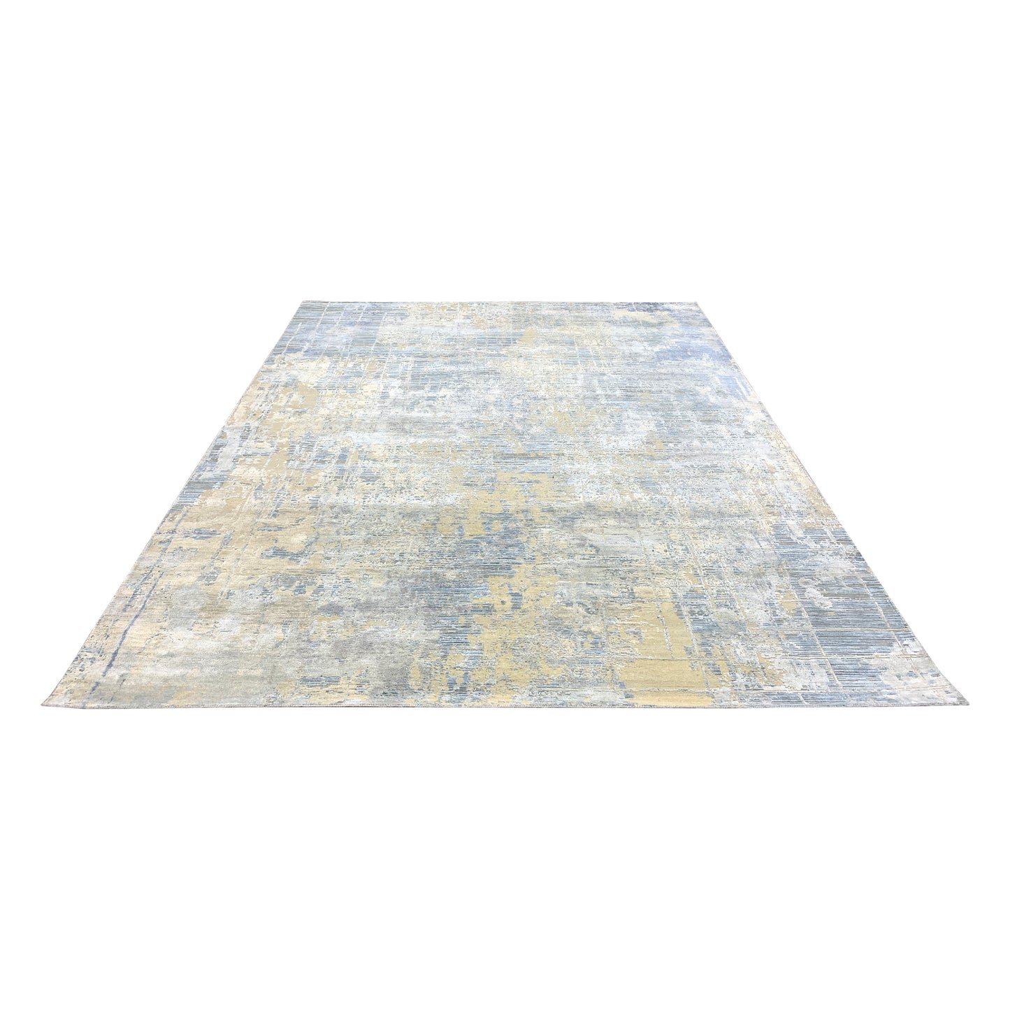 Beige Grey, Silk Wool Oxidized Modern Handknotted 7.11x10.4Ft 242x305Cms Area Rug