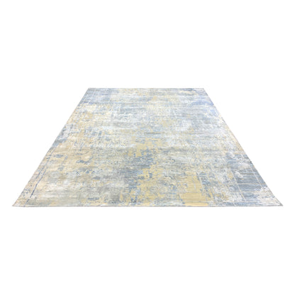 Beige Grey, Silk Wool Oxidized Modern Handknotted 7.11x10.4Ft 242x305Cms Area Rug