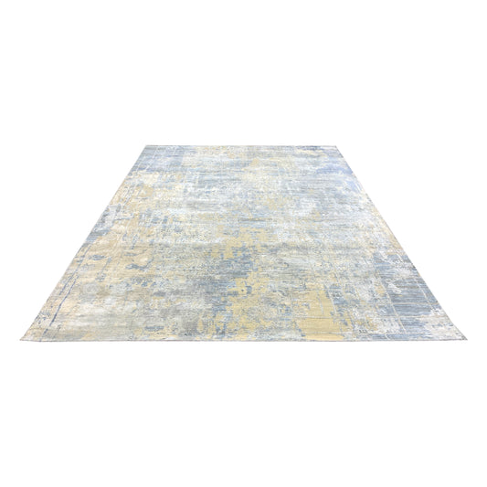Beige Grey, Silk Wool Oxidized Modern Handknotted 7.11x10.4Ft 242x305Cms Area Rug