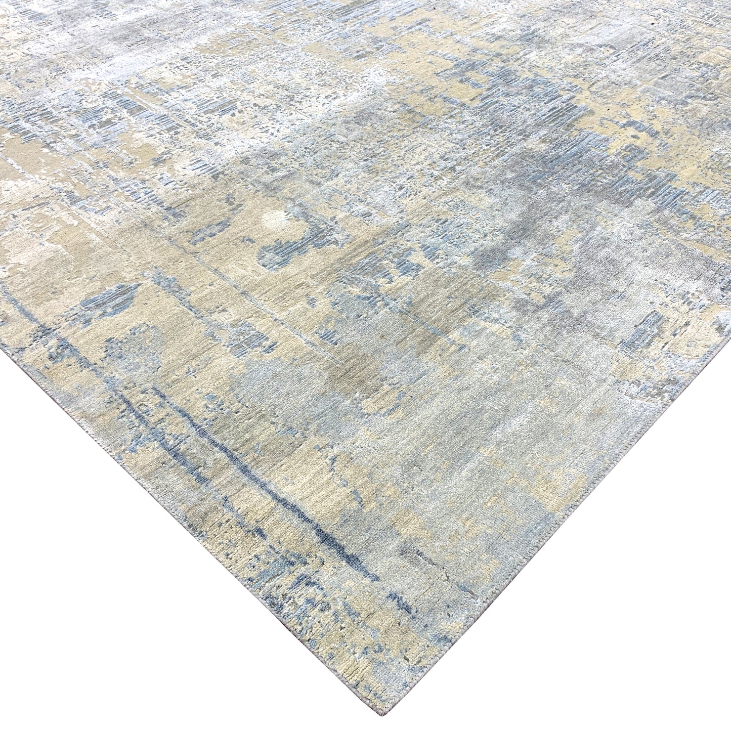 Beige Grey, Silk Wool Oxidized Modern Handknotted 7.11x10.4Ft 242x305Cms Area Rug