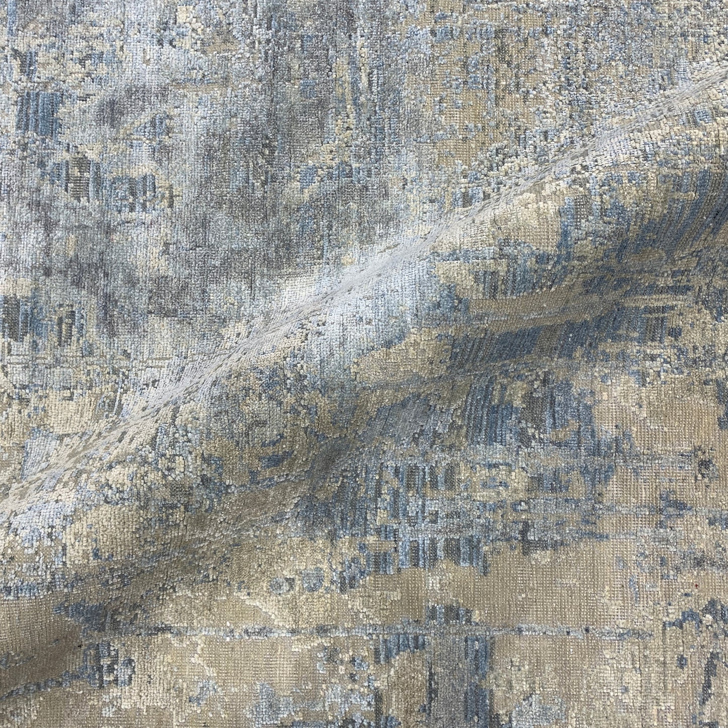 Beige Grey, Silk Wool Oxidized Modern Handknotted 7.11x10.4Ft 242x305Cms Area Rug
