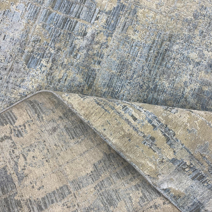 Beige Grey, Silk Wool Oxidized Modern Handknotted 7.11x10.4Ft 242x305Cms Area Rug