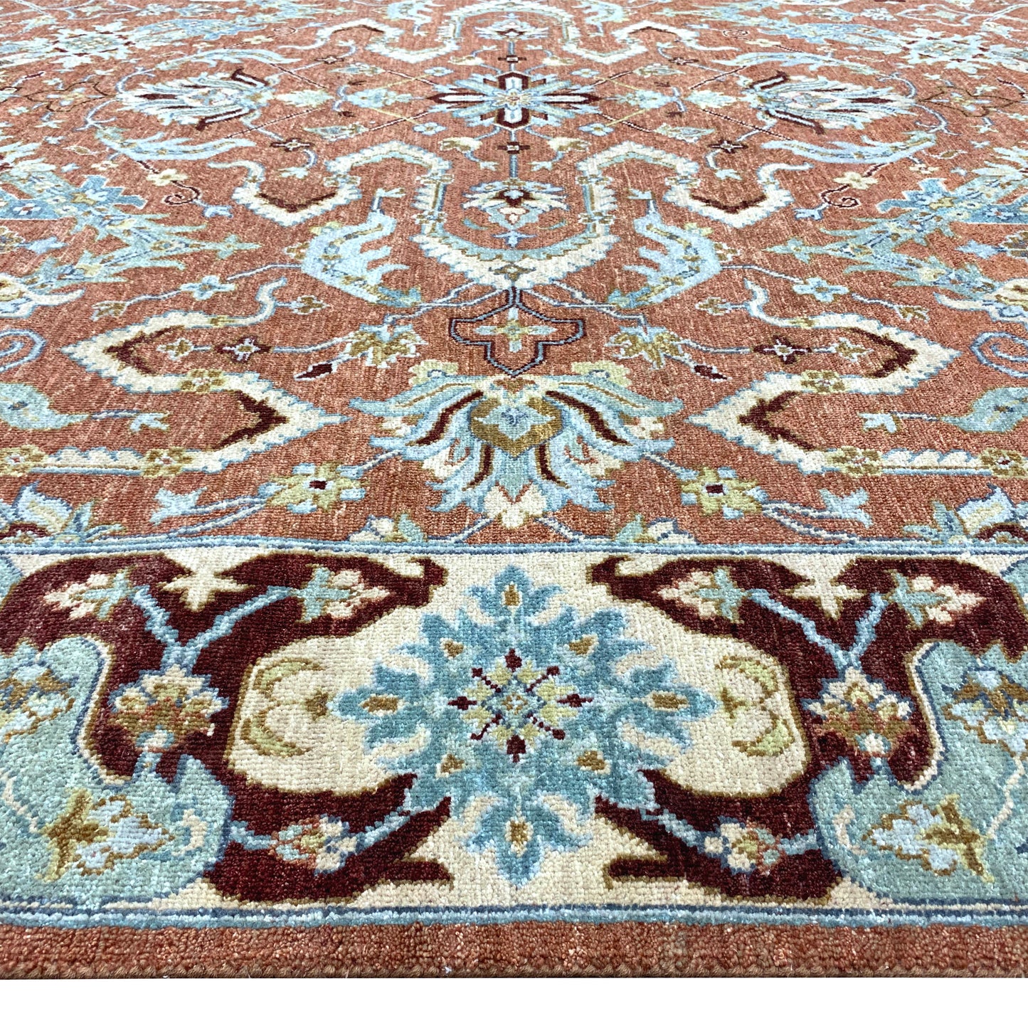 Rust and Camel Pure Wool Traditional Handknotted Area Rug