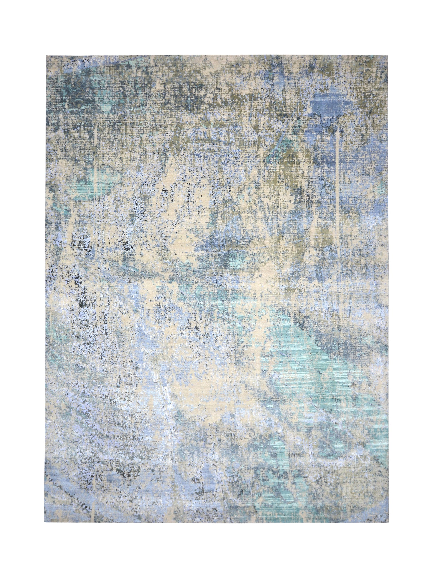 Beige, Grey and Multy Silk and Wool Modern Abstract Handknotted Area Rug