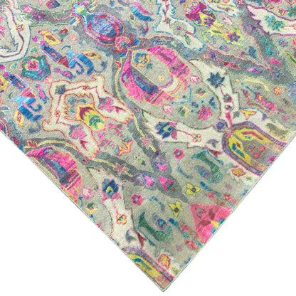 Grey Multy, Sari Silk Wool Oxidised Modern Handknotted 8.9x11.10Ft 268x361Cms Area Rug