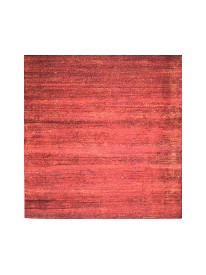 Red Pure Sari Silk Solid Handknotted Area Rug