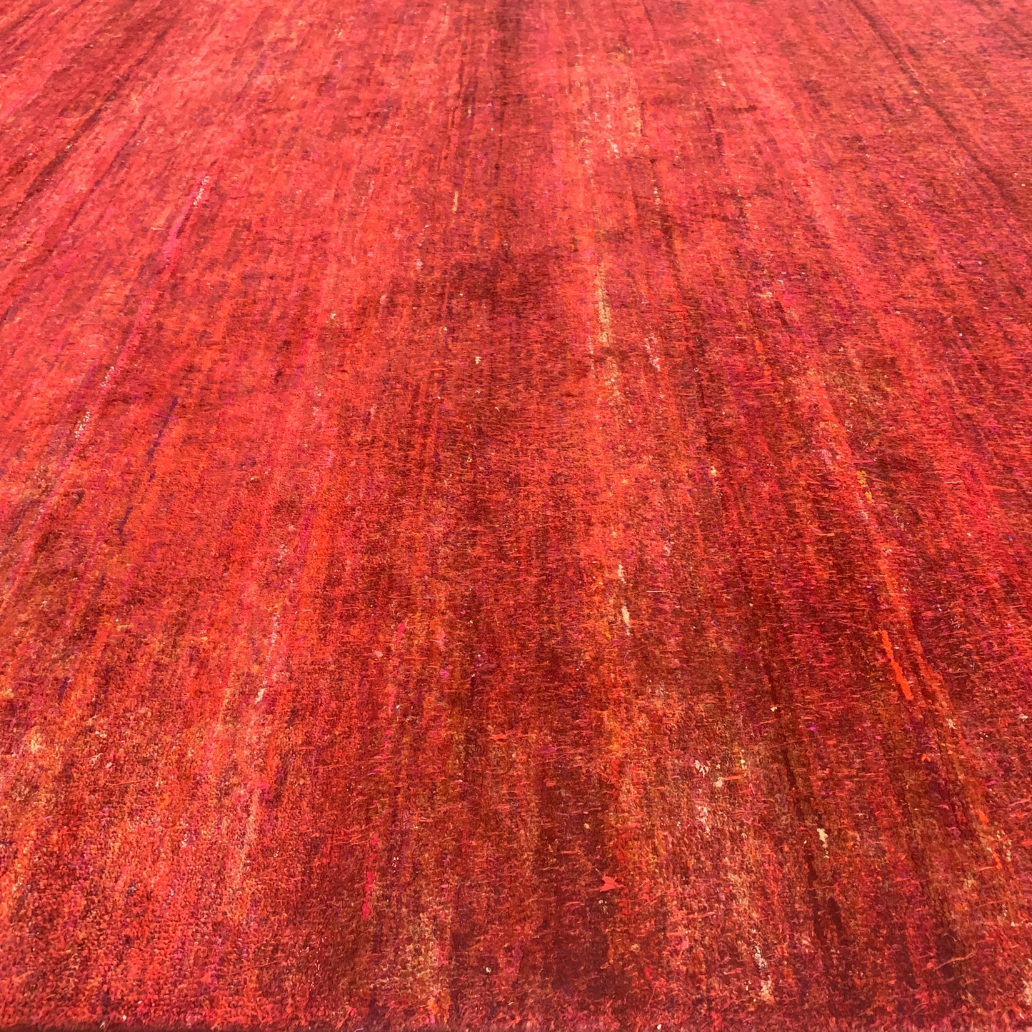 Red Pure Sari Silk Solid Handknotted Area Rug