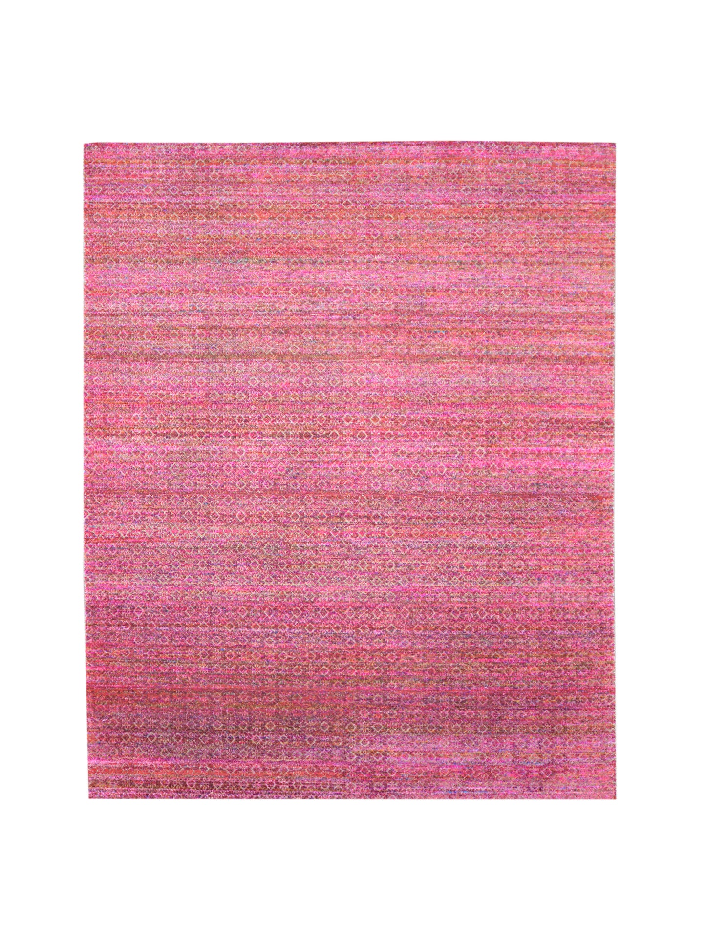 Pink and Red, Sari Silk and Wool Oxidized Modern Handknotted 8.0x10.0Ft 245x305Cms Area Rug