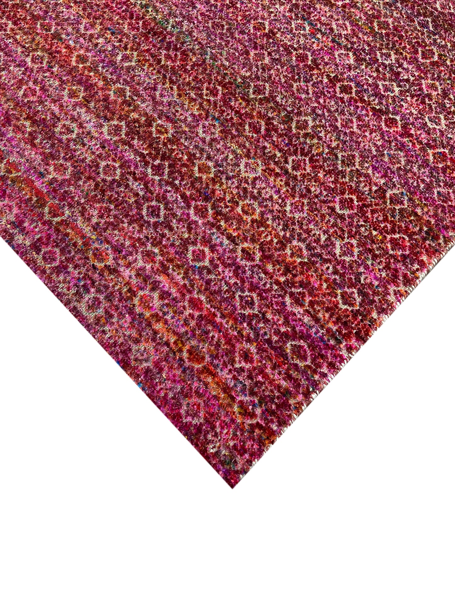 Pink and Red, Sari Silk and Wool Oxidized Modern Handknotted 8.0x10.0Ft 245x305Cms Area Rug