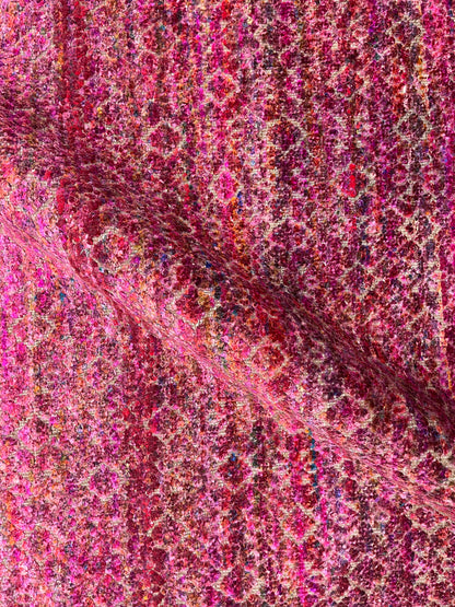 Pink and Red, Sari Silk and Wool Oxidized Modern Handknotted 8.0x10.0Ft 245x305Cms Area Rug