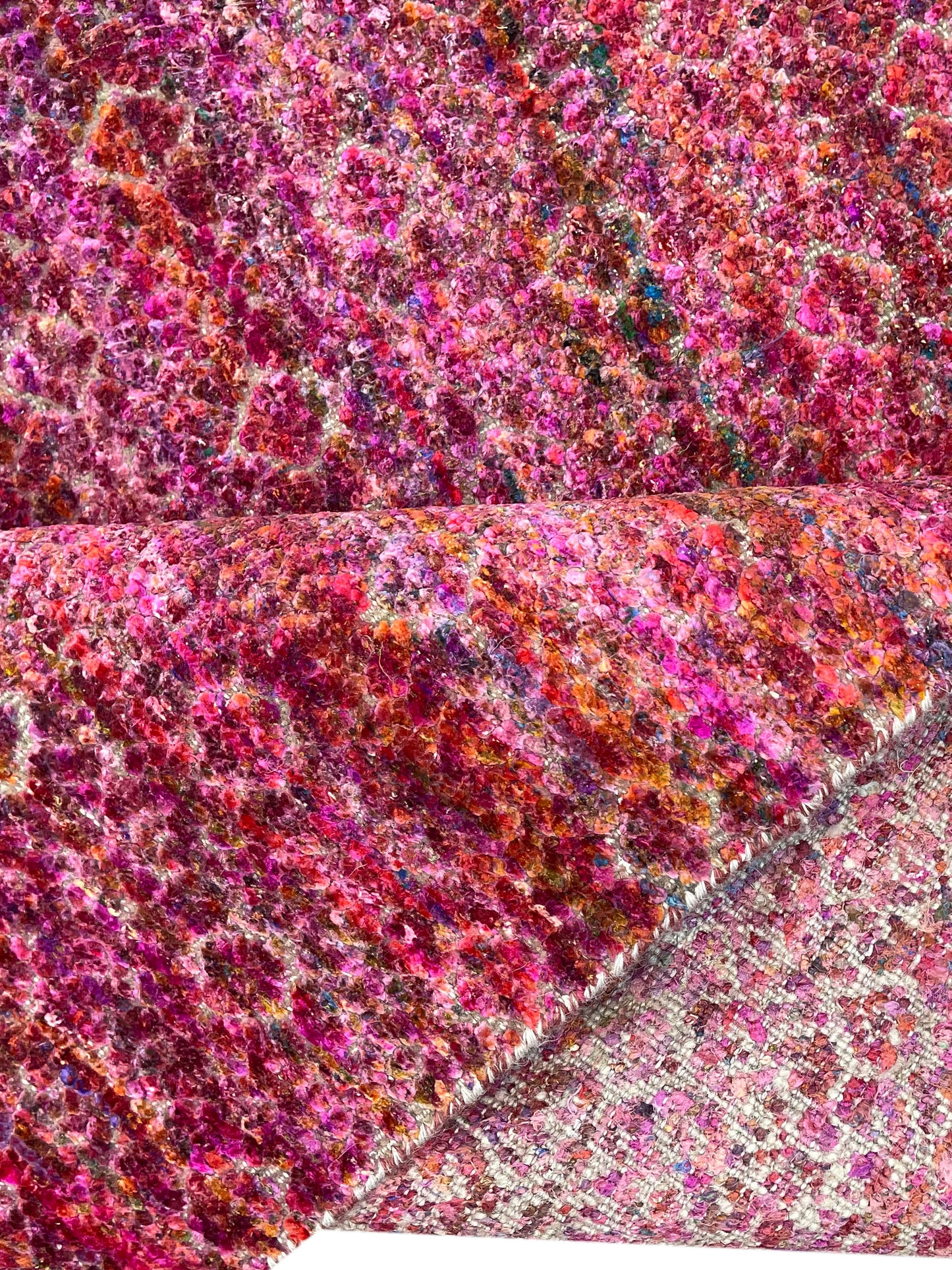 Pink and Red, Sari Silk and Wool Oxidized Modern Handknotted 8.0x10.0Ft 245x305Cms Area Rug