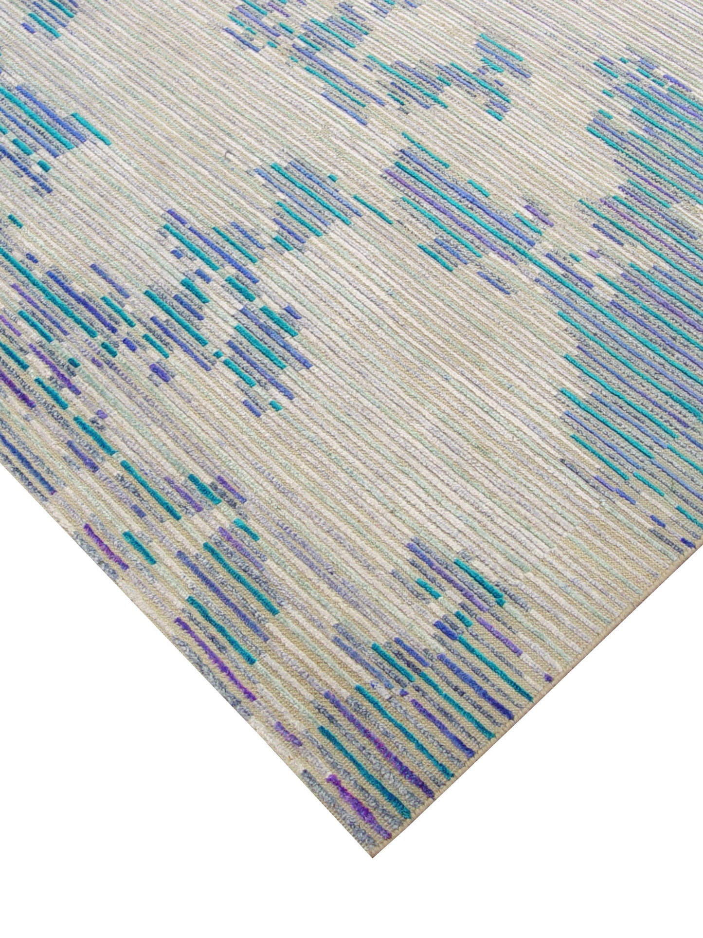 Blue Grey, Viscose and Wool Modern Handknotted 9.0x12.0Ft 275x365Cms Area Rug