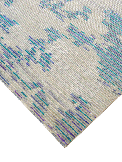 Blue Grey, Viscose and Wool Modern Handknotted 9.0x12.0Ft 275x365Cms Area Rug