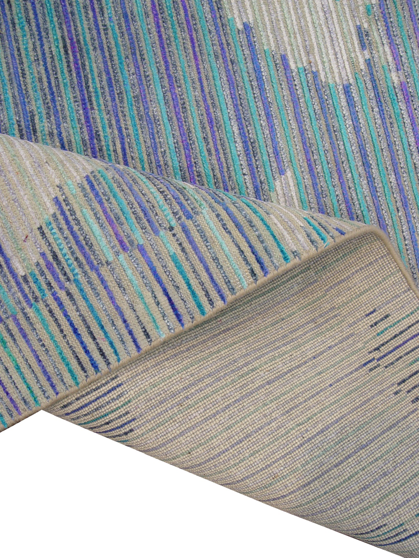 Blue Grey, Viscose and Wool Modern Handknotted 9.0x12.0Ft 275x365Cms Area Rug