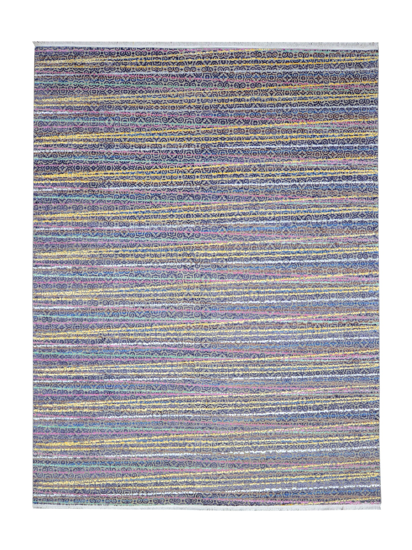 Yellow Multy, Viscose and Wool Oxidized Modern Handknotted 9.0x12.0Ft 275x365Cms Area Rug