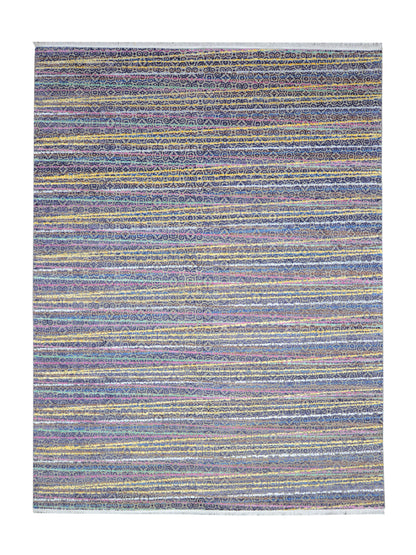 Yellow Multy, Viscose and Wool Oxidized Modern Handknotted 9.0x12.0Ft 275x365Cms Area Rug