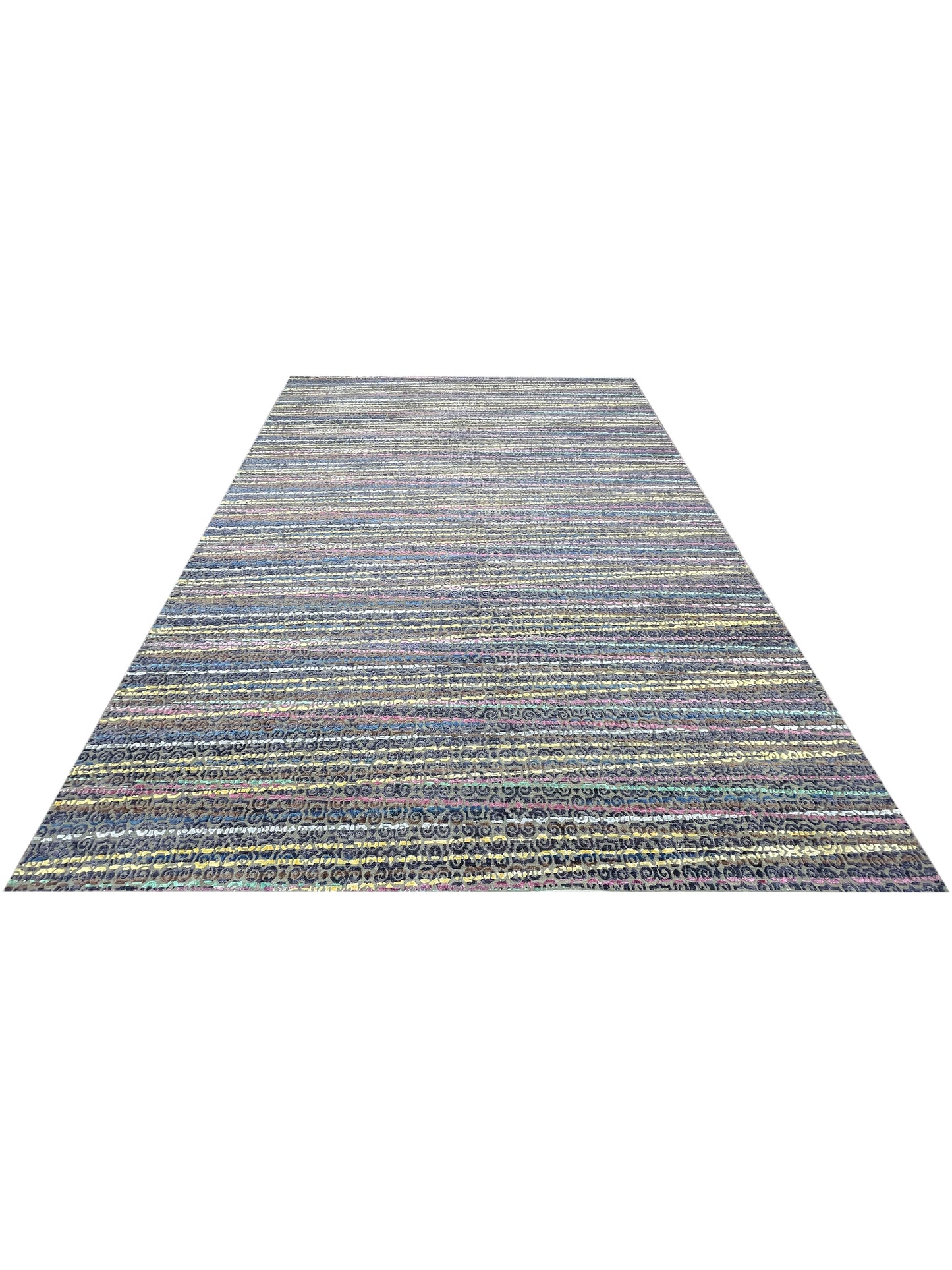 Yellow Multy, Viscose and Wool Oxidized Modern Handknotted 9.0x12.0Ft 275x365Cms Area Rug