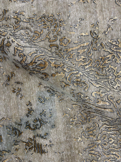 Beige and Gold, Silk and Wool Oxidized Transitional Handknotted 9.0X12.0Ft 275x365Cms Area Rug