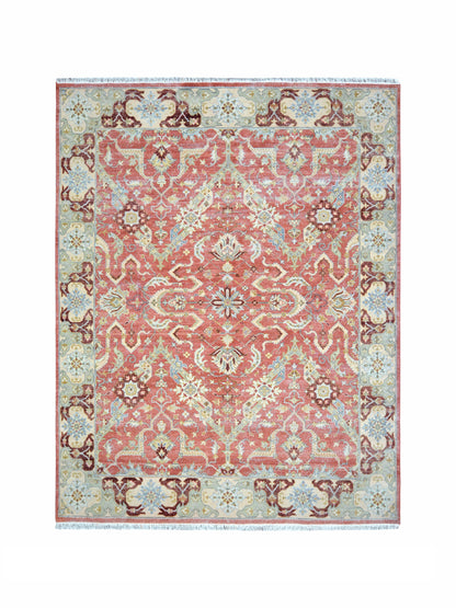 Rust and Camel Pure Wool Traditional Handknotted Area Rug